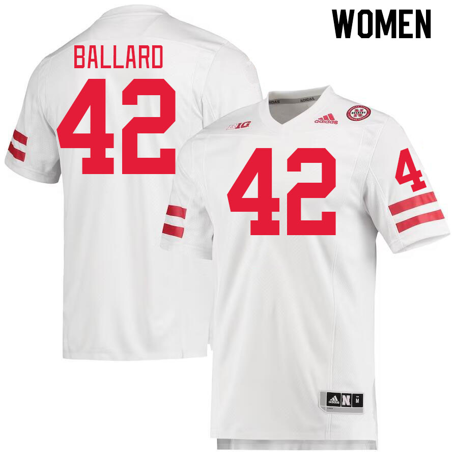 Women #42 Cole Ballard Nebraska Cornhuskers College Football Jerseys Stitched Sale-White